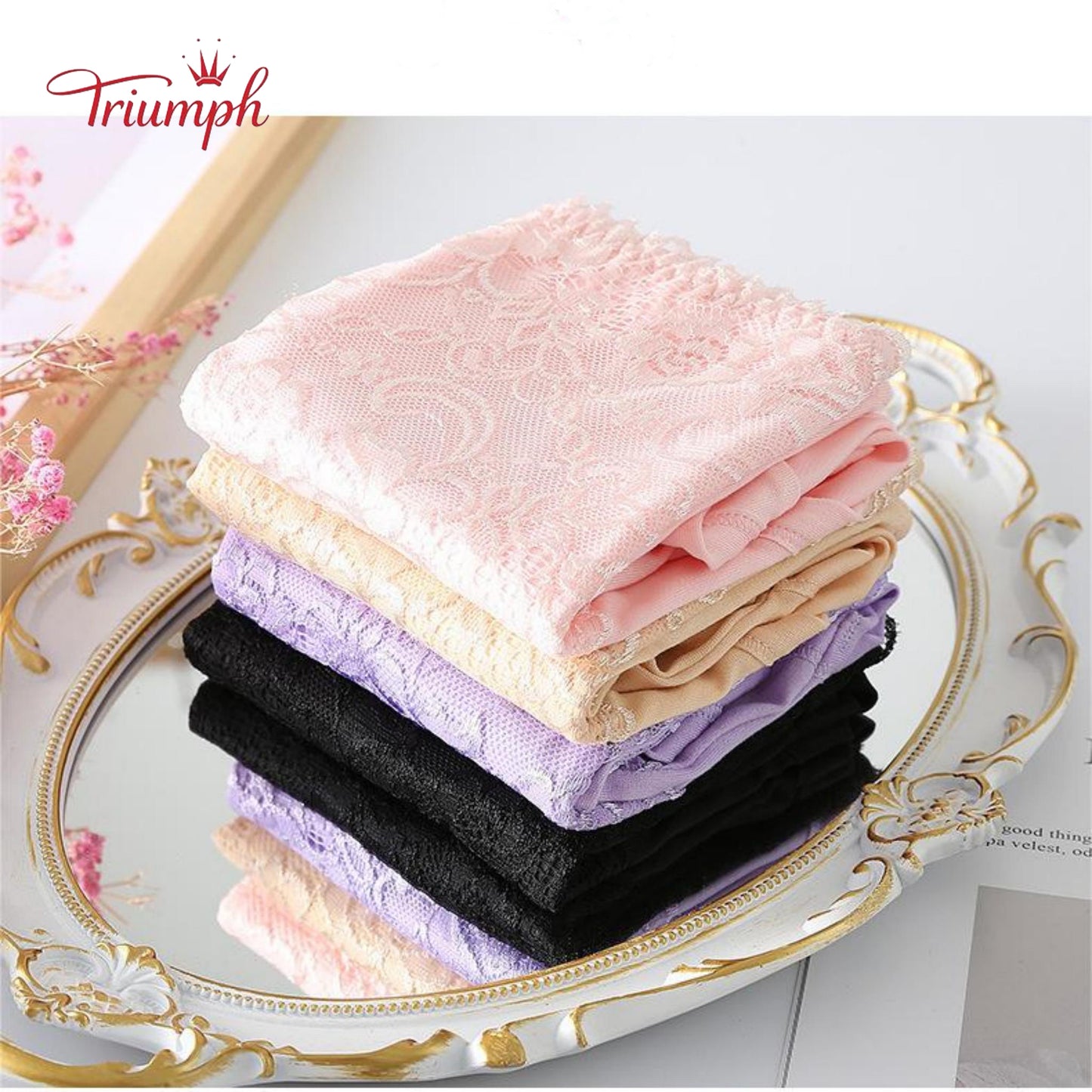 Triumph - Безплатна доставка - Пакет от 4 дантелени бикини, стягане на корема, повдигане на дупето, висока еластичност