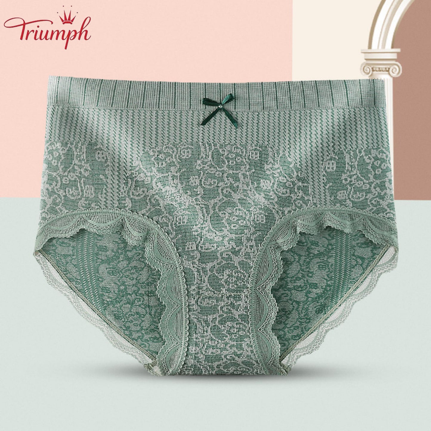 Triumph - Безплатна доставка，4 пакета удобни, дишащи слипове с висока талия，дантелен бордюр