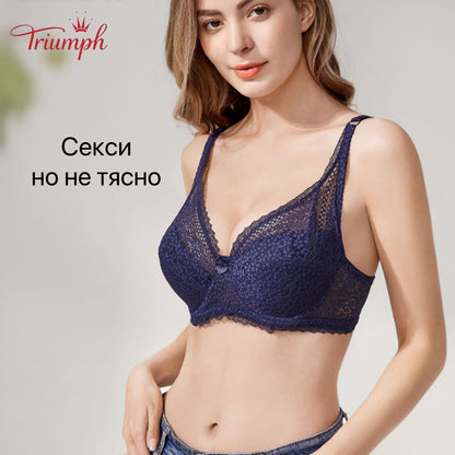 Triumph - Безплатна доставка，3 пакета секси дантелени сутиени с лицеви опори,Тънък и лек. удобно. дишаща