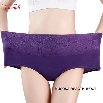 Triumph - Безплатна доставка，4 пакета удобни слипове，Повърхност с дантелен модел，Двуслоен памучен чатал