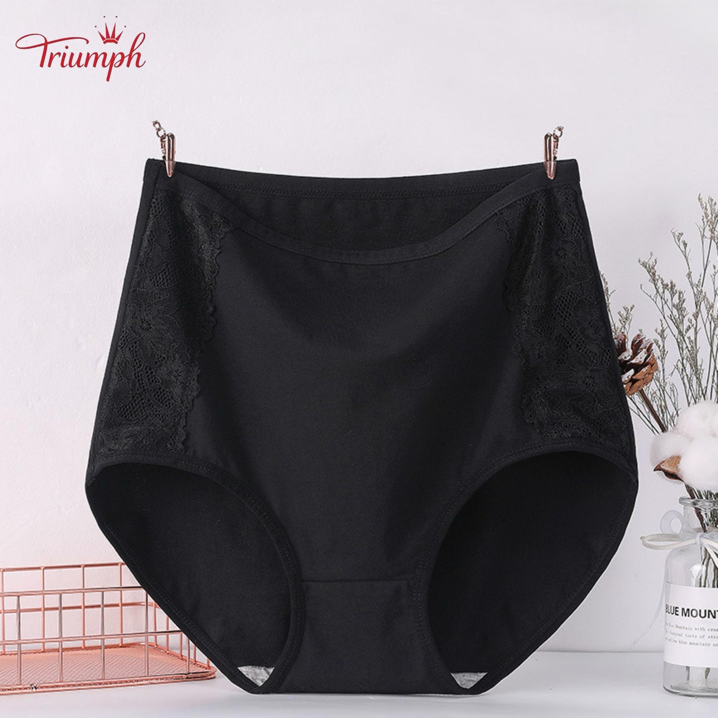 Triumph - Чифт от 4 памучни бикини с висока талия, безплатна доставка, контрол на корема и повдигане на дупето