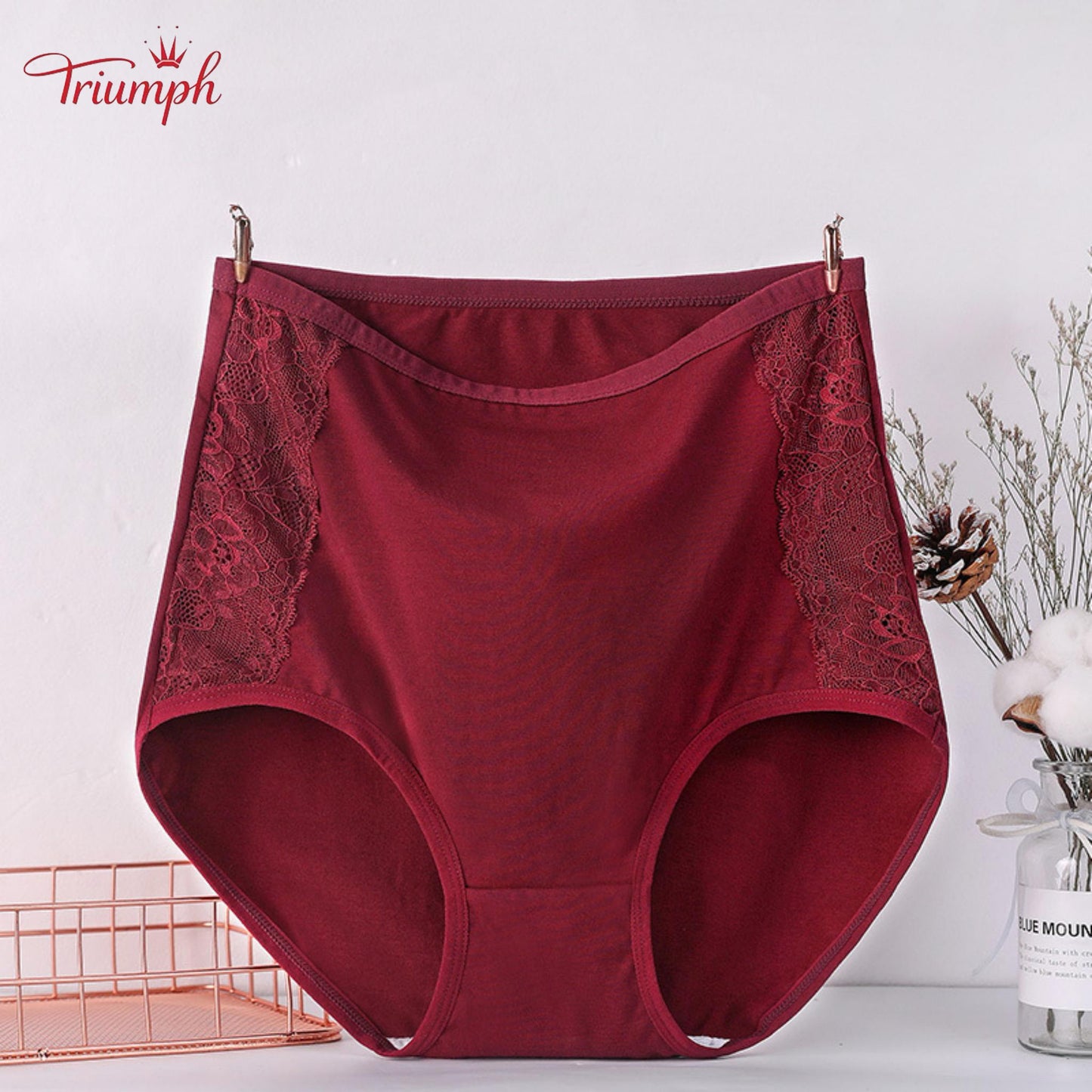 Triumph - Чифт от 4 памучни бикини с висока талия, безплатна доставка, контрол на корема и повдигане на дупето