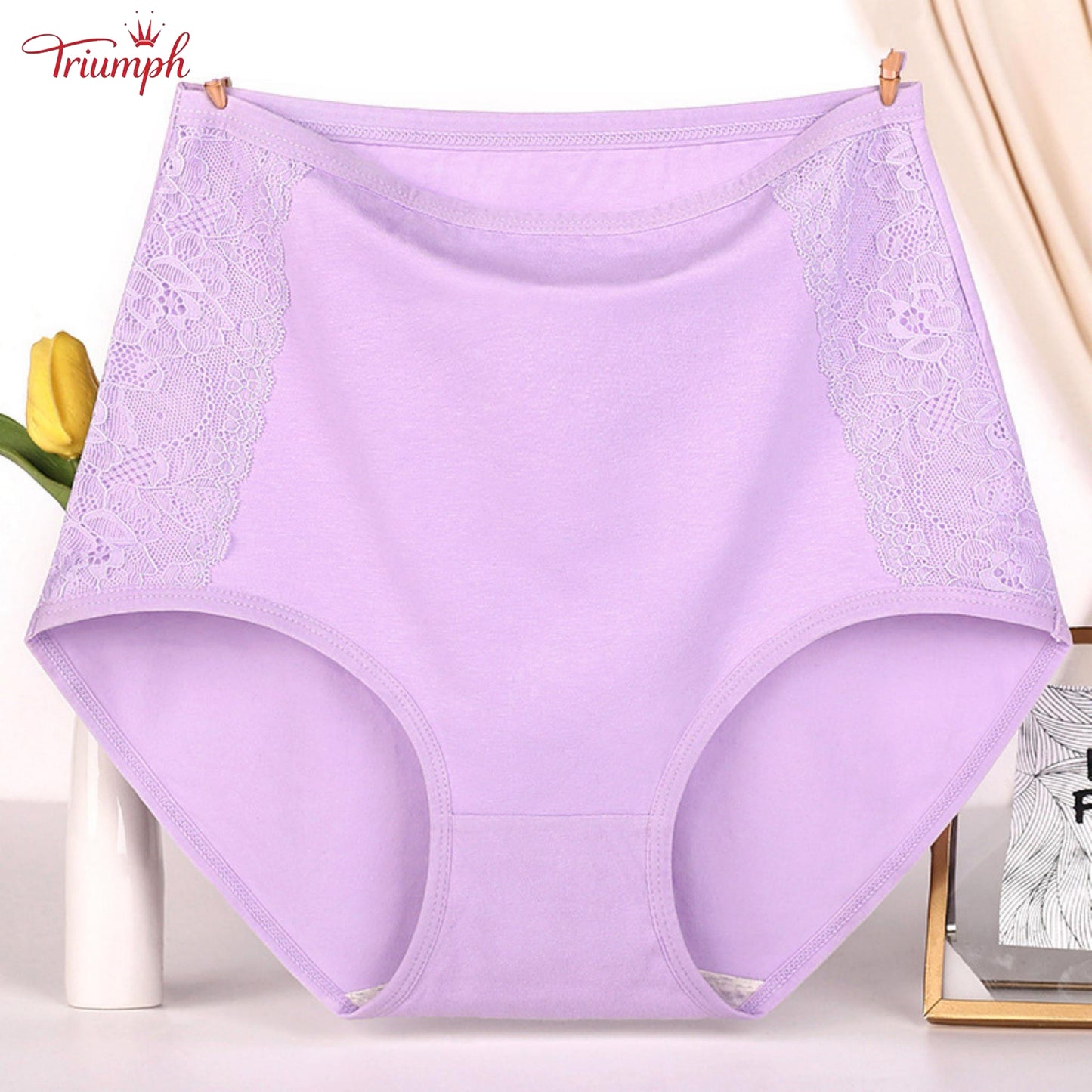 Triumph - Чифт от 4 памучни бикини с висока талия, безплатна доставка, контрол на корема и повдигане на дупето