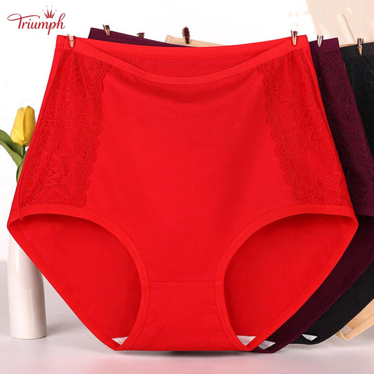 Triumph - Чифт от 4 памучни бикини с висока талия, безплатна доставка, контрол на корема и повдигане на дупето