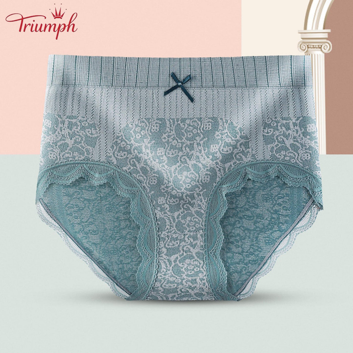 Triumph - Безплатна доставка，4 пакета удобни, дишащи слипове с висока талия，дантелен бордюр