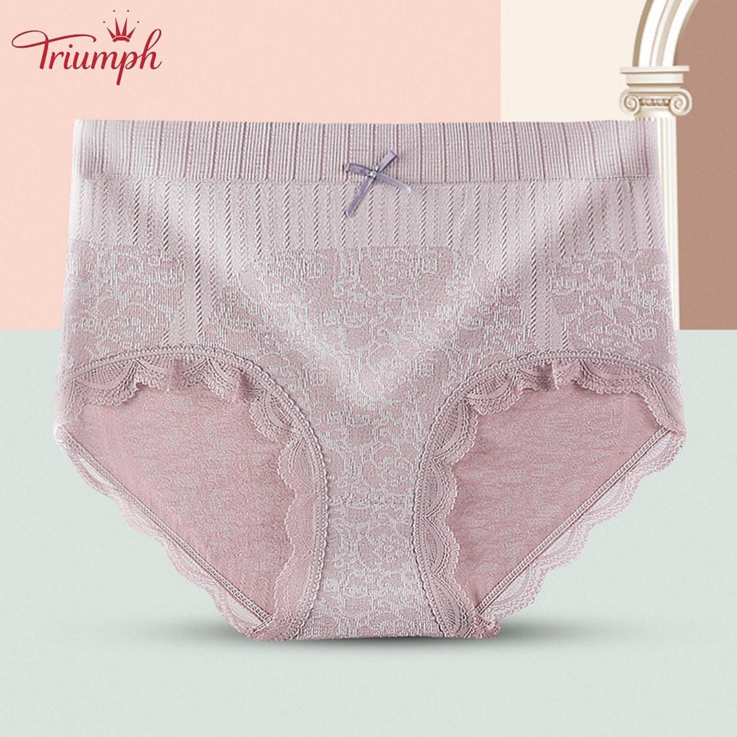 Triumph - Безплатна доставка，4 пакета удобни, дишащи слипове с висока талия，дантелен бордюр