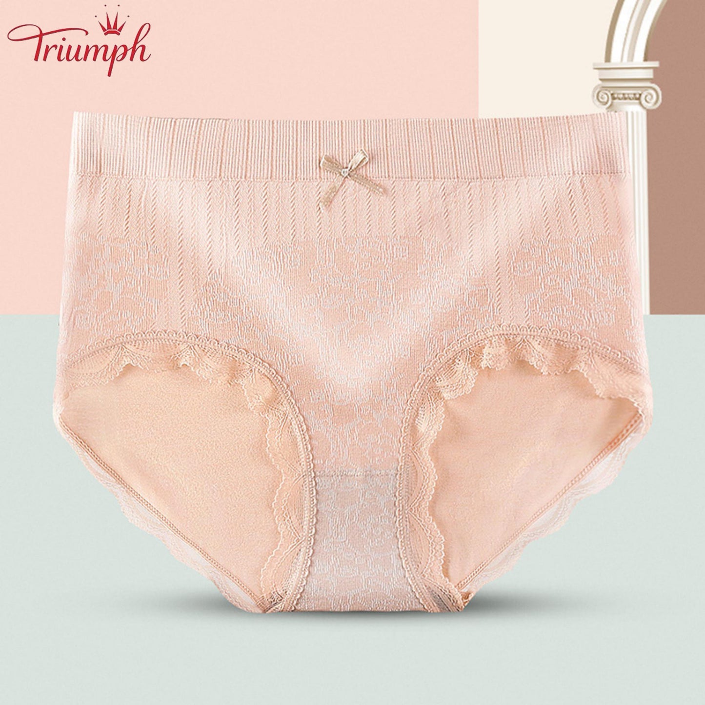Triumph - Безплатна доставка，4 пакета удобни, дишащи слипове с висока талия，дантелен бордюр