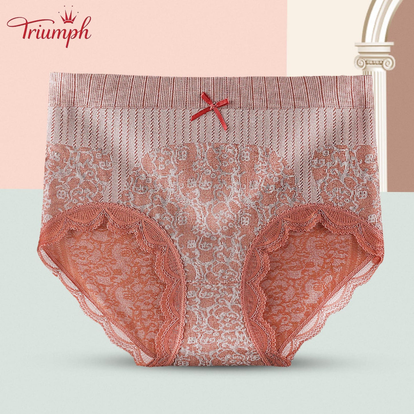 Triumph - Безплатна доставка，4 пакета удобни, дишащи слипове с висока талия，дантелен бордюр