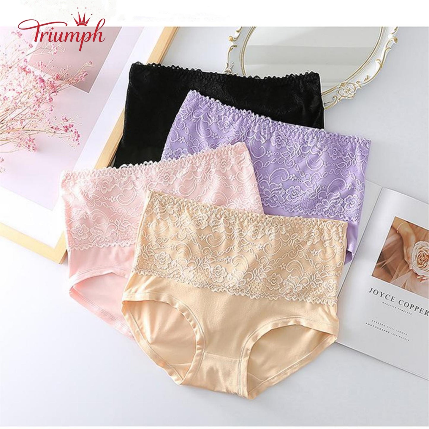 Triumph - Безплатна доставка - Пакет от 4 дантелени бикини, стягане на корема, повдигане на дупето, висока еластичност