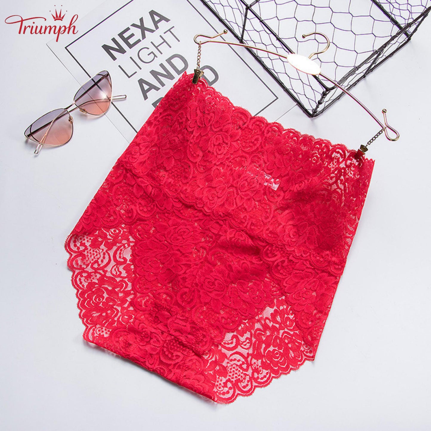 Triumph - 4 пакета секси дантелени бикини，Безплатна доставка，Популярна дантела，луксозен，Подходящ за 40-110 kg