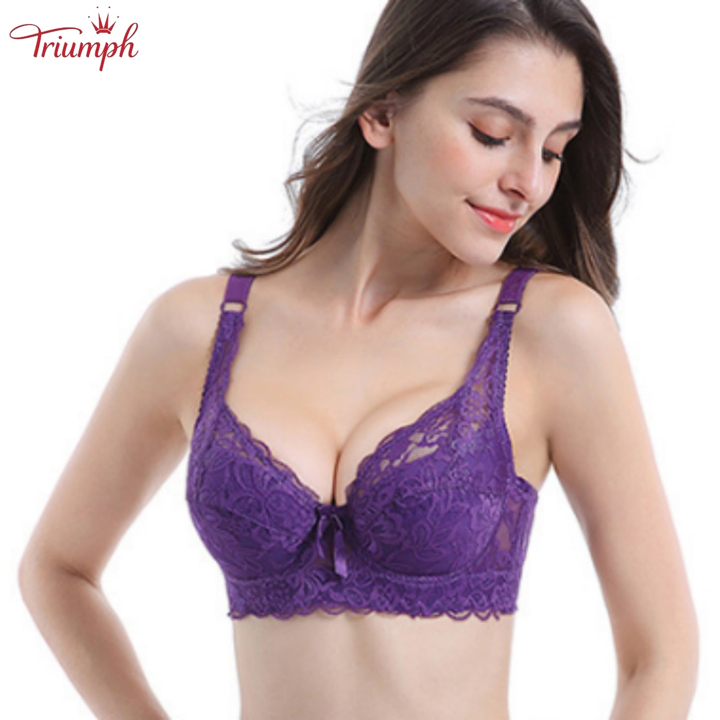 Triumph - Безплатна доставка，3 дантелени сутиена Push Up，Меки и удобни