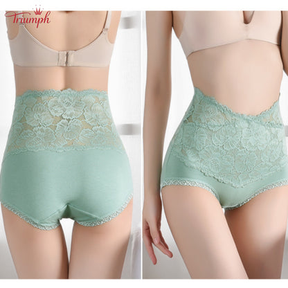 Triumph - Безплатна доставка. Комплект от 4 бр. Висококачествени дантелени бикини с висока талия.