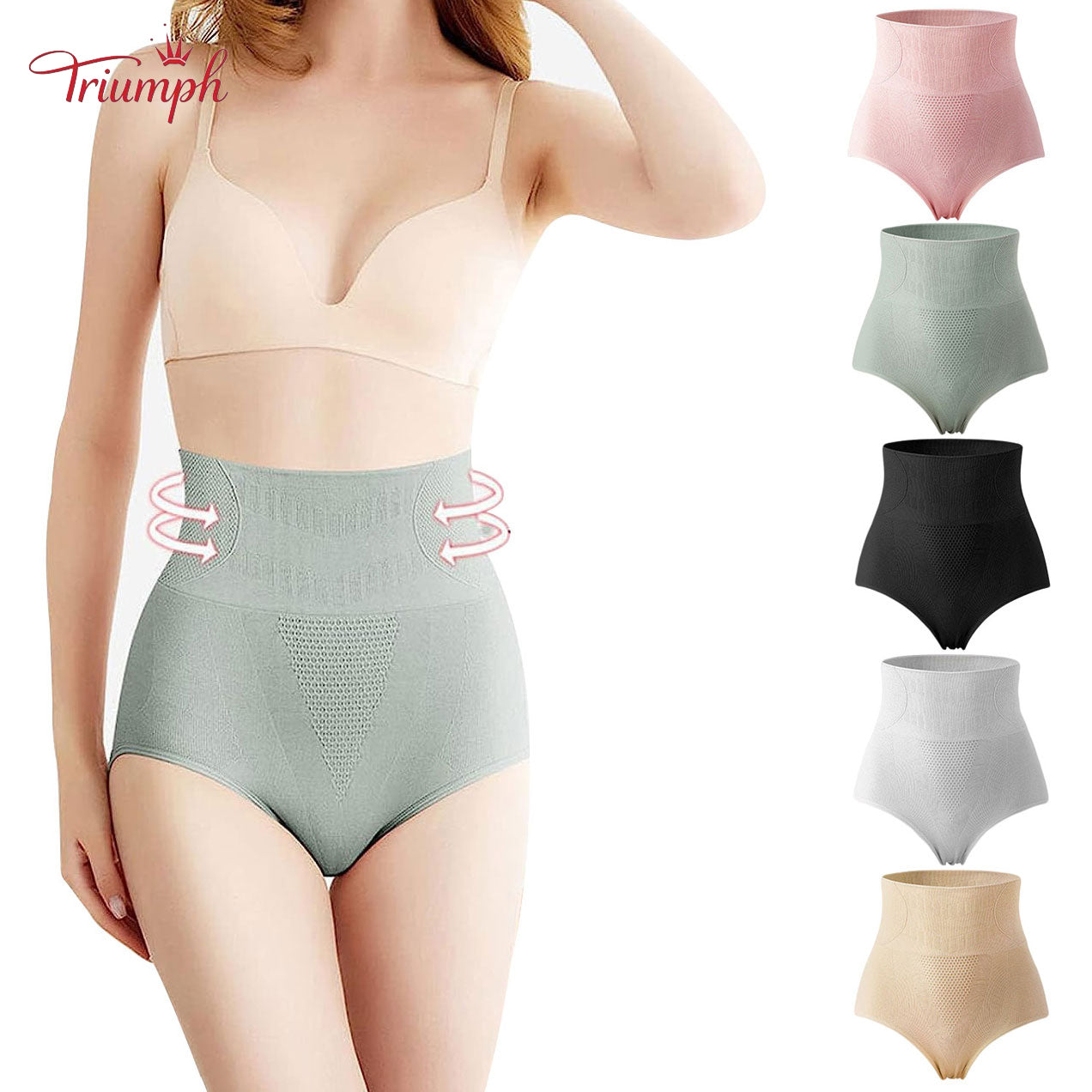 Triumph - Безплатна доставка , Пакет от 5 дамски оформящи облекла, термо бельо за жени, оформяне на корема, под роклята, изключително плътно графитено бельо за средната талия, секси бикини